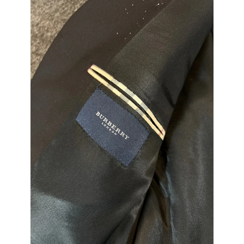 Burberry London Mens 42R Black Wool 3-Button Blazer Sport Coat Vintage Y2K